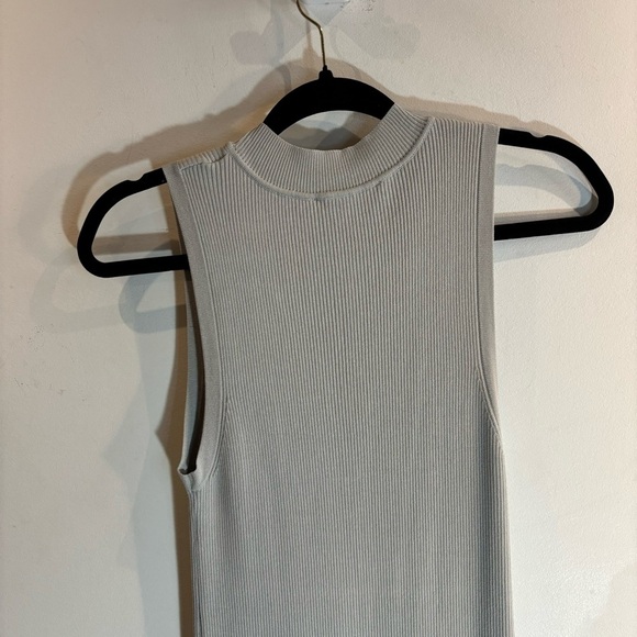 ZARA Sz M Melange Midi Shift Dress Ribbed Jersey Knit Round Neck Sleeveless - Picture 4 of 10